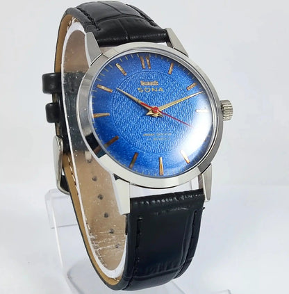 HMT Blue Sona Para Shock 17 Jewels Handwinding Watch Discover-Diamonds Physical