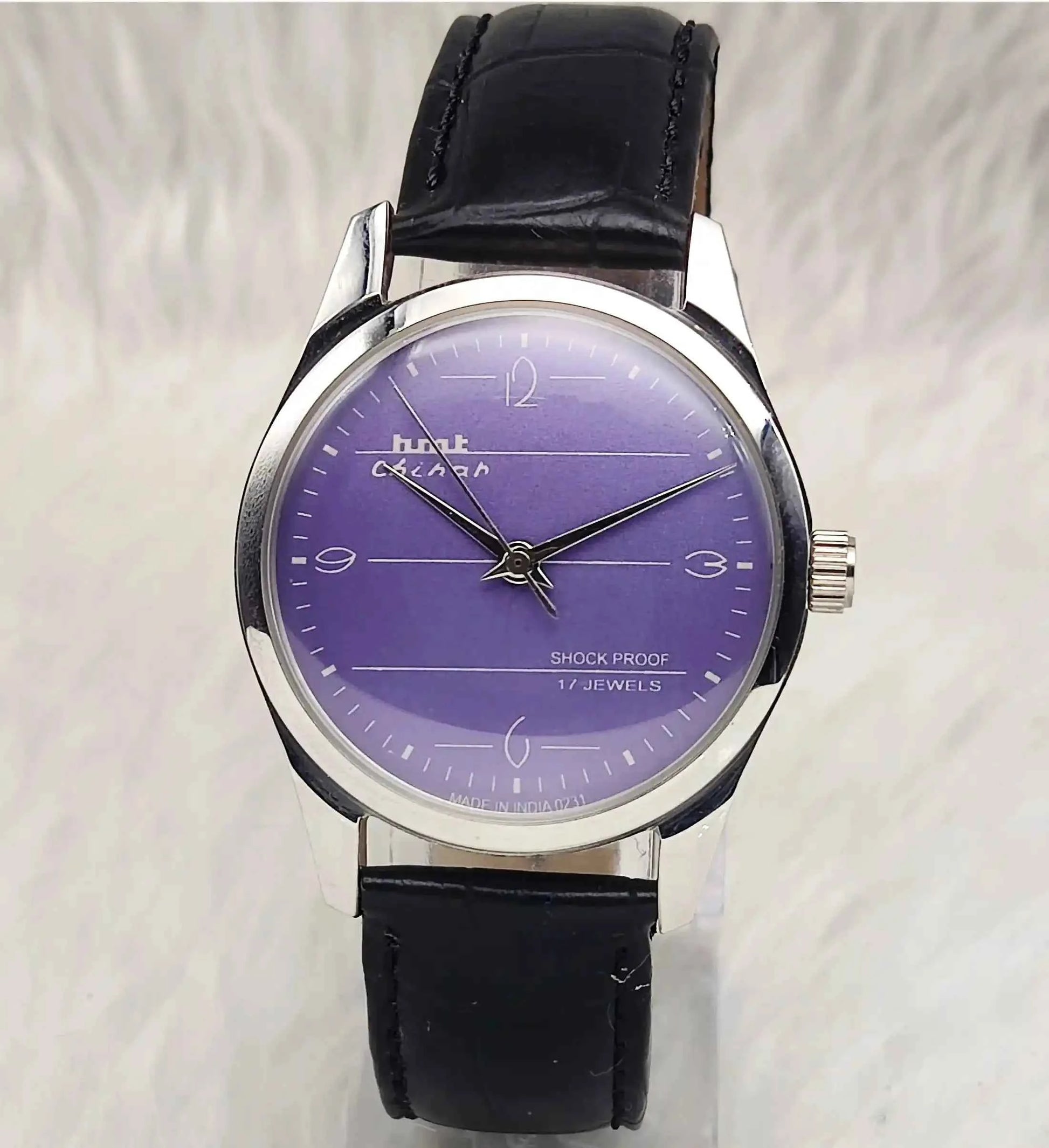 HMT Chinar English Numerals Indices Purple Dial 17 Jewels Handwinding