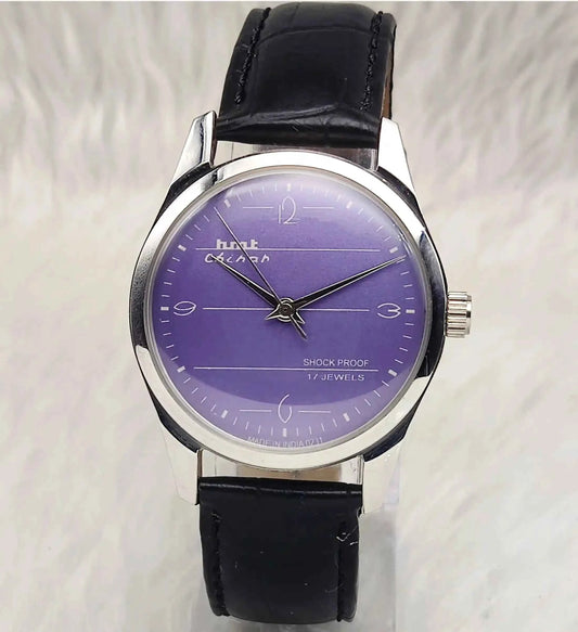 HMT Chinar English Numerals Indices Purple Dial 17 Jewels Handwinding