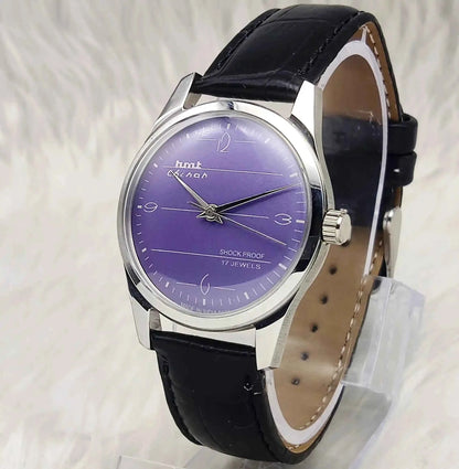 HMT Chinar English Numerals Indices Purple Dial 17 Jewels Handwinding