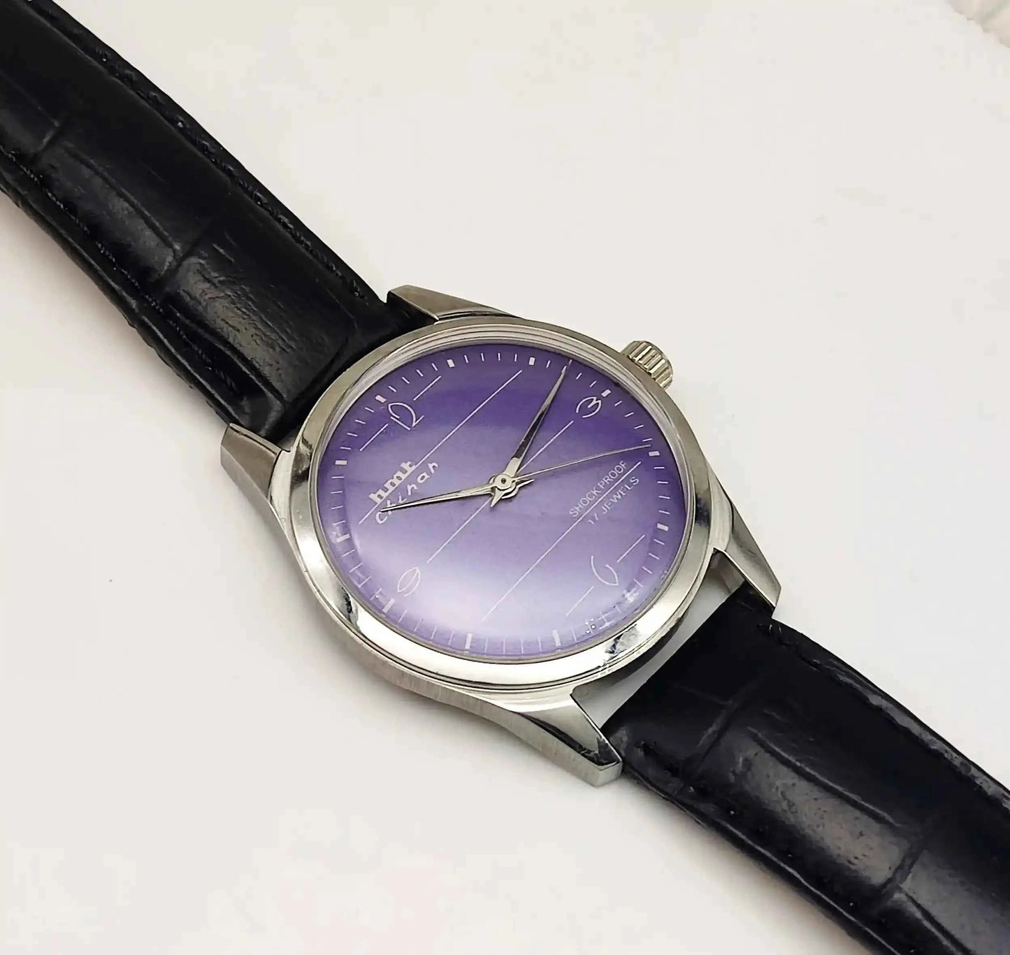 HMT Chinar English Numerals Indices Purple Dial 17 Jewels Handwinding