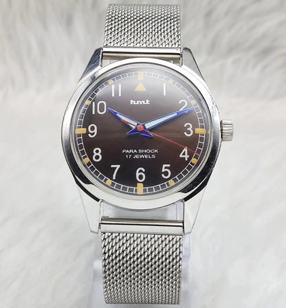 HMT English Numerals Para Shock 17 Jewels Brown Dial