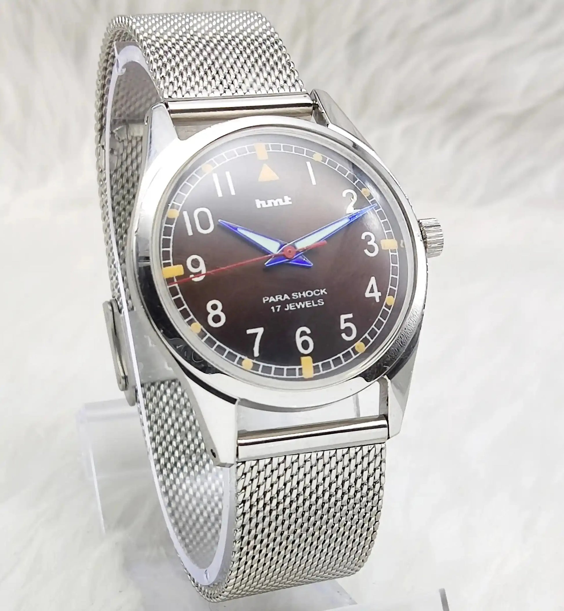 HMT English Numerals Para Shock 17 Jewels Brown Dial