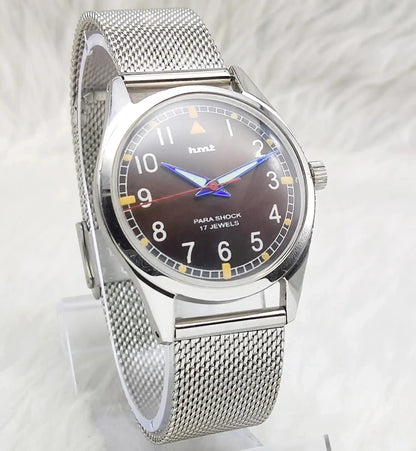 HMT English Numerals Para Shock 17 Jewels Brown Dial