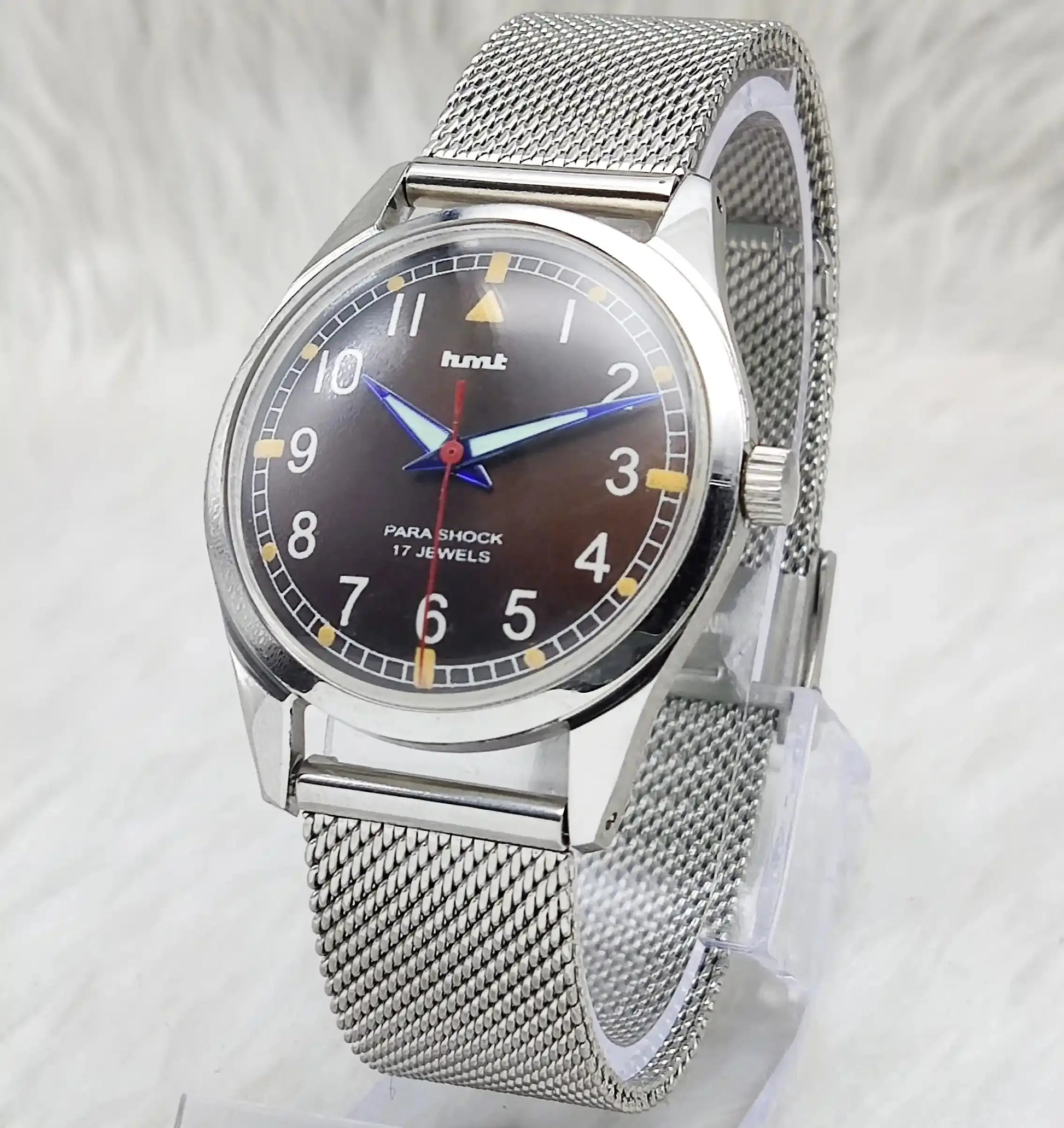HMT English Numerals Para Shock 17 Jewels Brown Dial