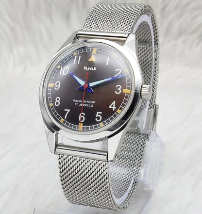 HMT English Numerals Para Shock 17 Jewels Brown Dial