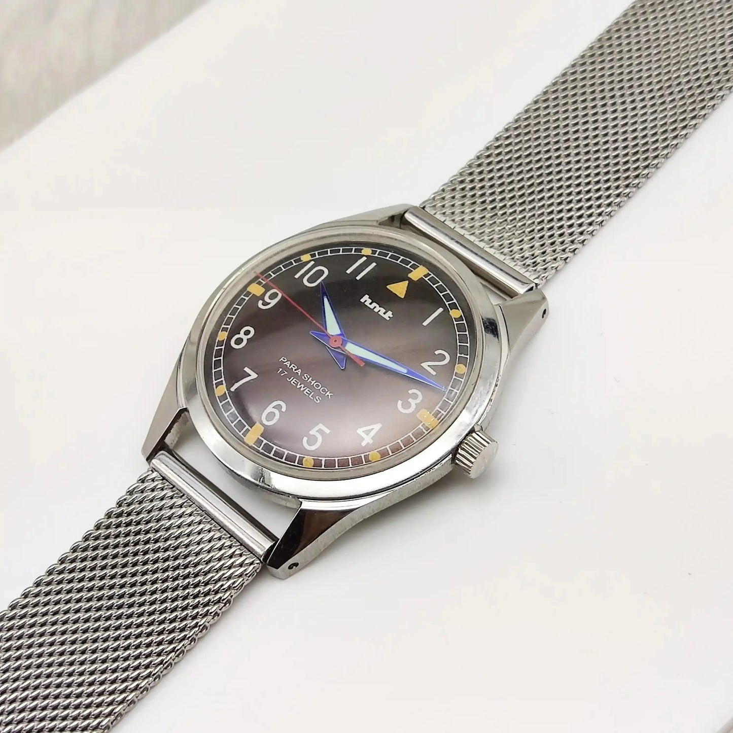HMT English Numerals Para Shock 17 Jewels Brown Dial