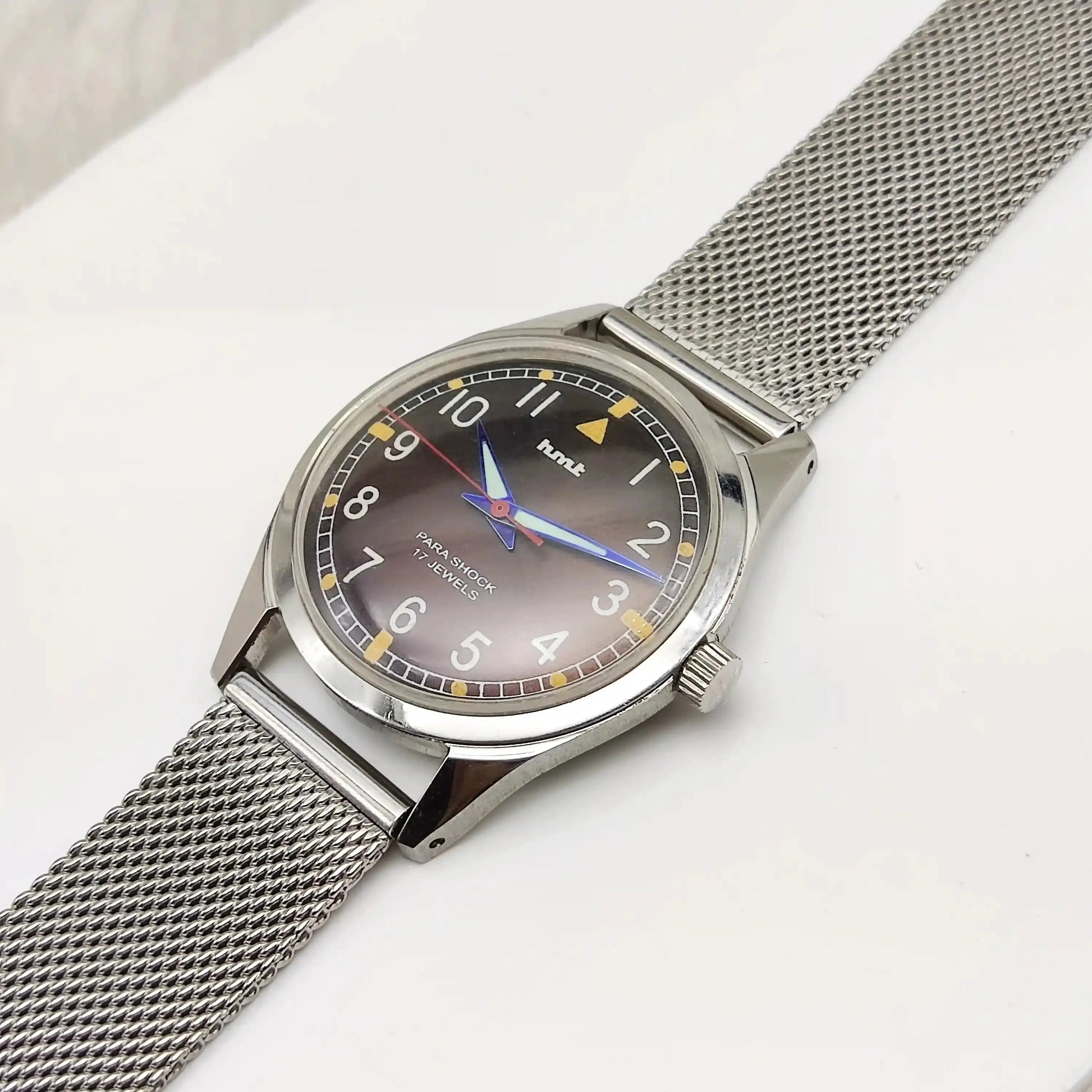 HMT English Numerals Para Shock 17 Jewels Brown Dial