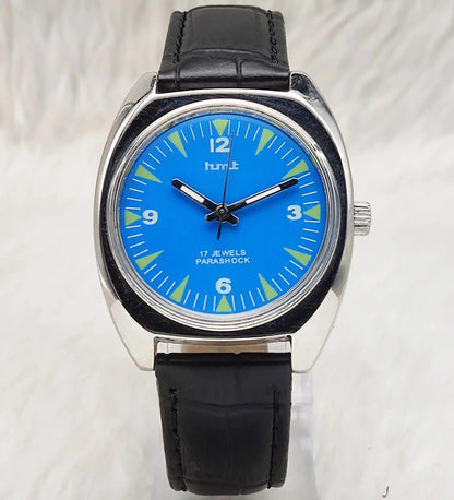 HMT English Numerals-Stick Indices Sky Blue Dial 17 Jewels Handwinding