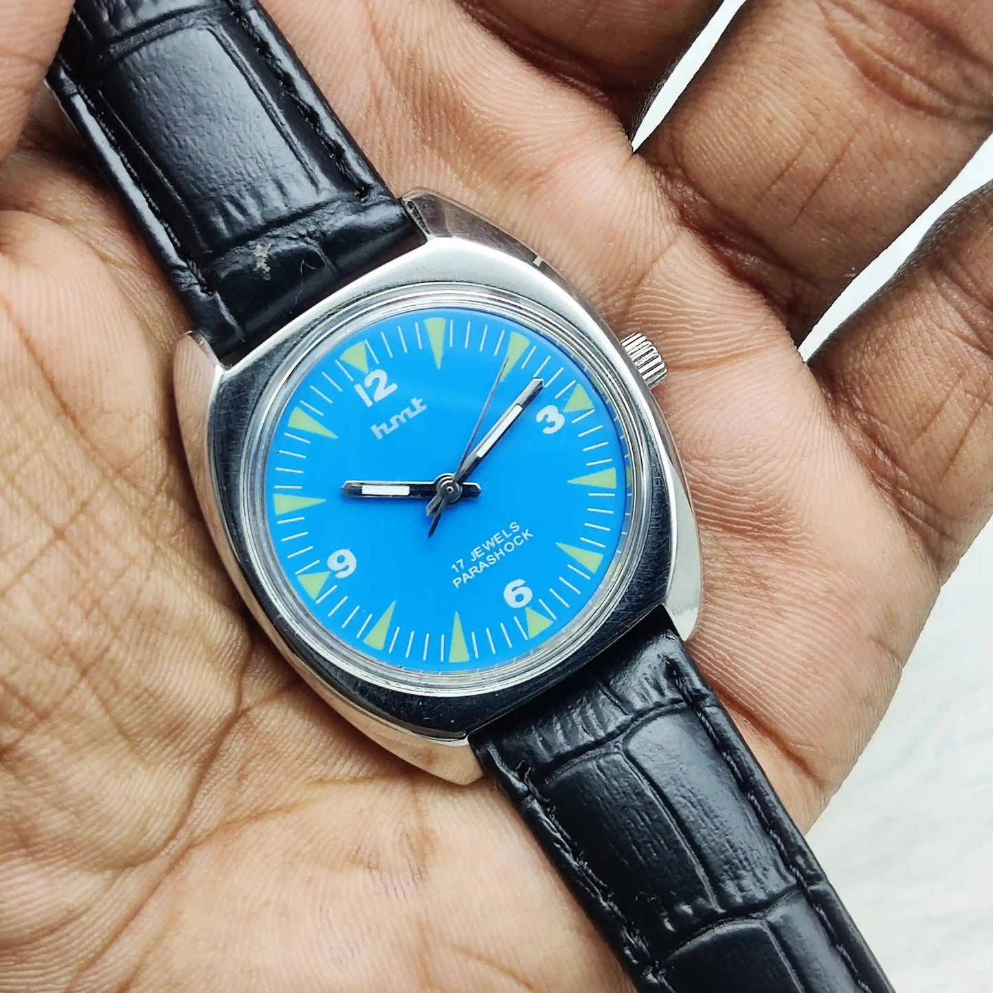 HMT English Numerals-Stick Indices Sky Blue Dial 17 Jewels Handwinding