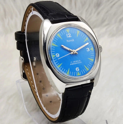 HMT English Numerals-Stick Indices Sky Blue Dial 17 Jewels Handwinding