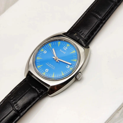 HMT English Numerals-Stick Indices Sky Blue Dial 17 Jewels Handwinding