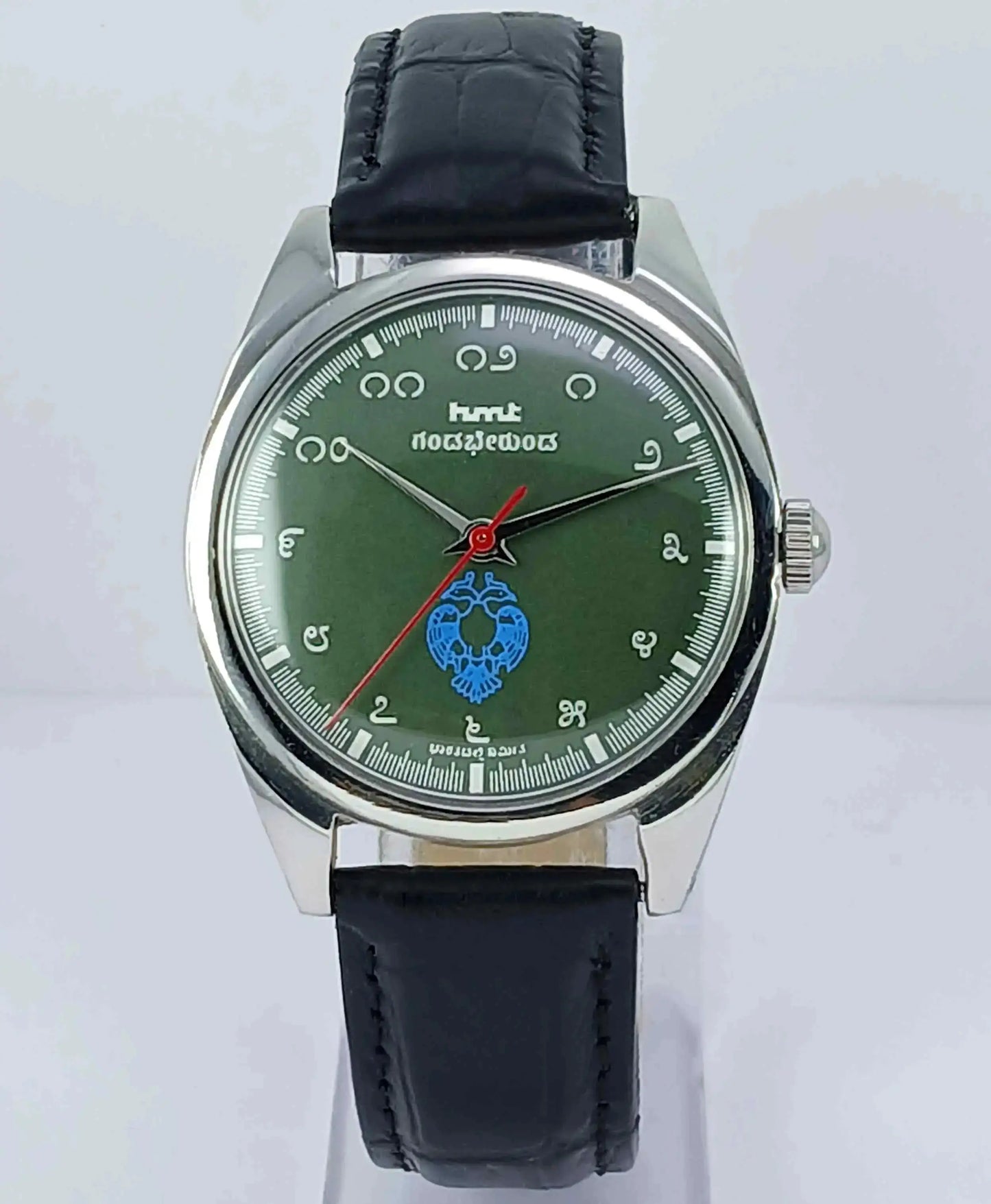 HMT Gandaberunda Kannada Numerals 17 Jewels Green Dial Handwinding Men's Watch 0231 Discover-Diamonds