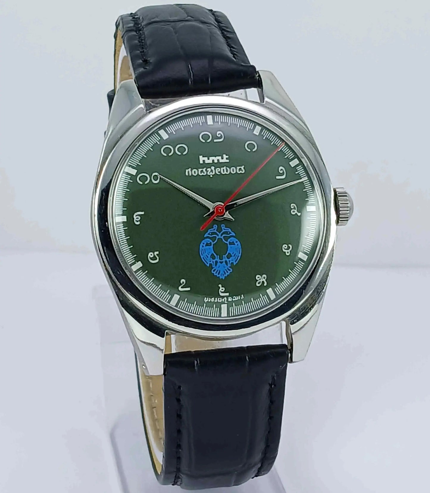 HMT Gandaberunda Kannada Numerals 17 Jewels Green Dial Handwinding Men's Watch 0231 Discover-Diamonds