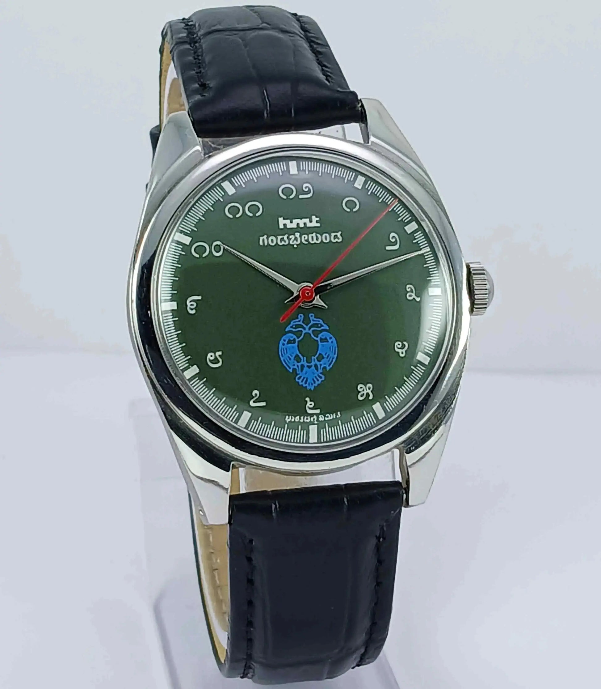 HMT Gandaberunda Kannada Numerals 17 Jewels Green Dial Handwinding Men's Watch 0231 Discover-Diamonds