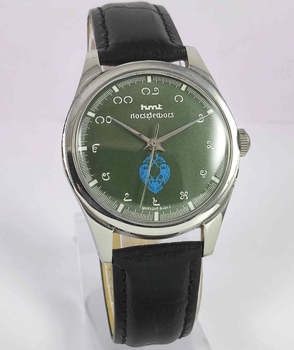 HMT Gandaberunda Kannada Numerals 17 Jewels Para Shock Green Dial Handwinding Men's Watch 0231