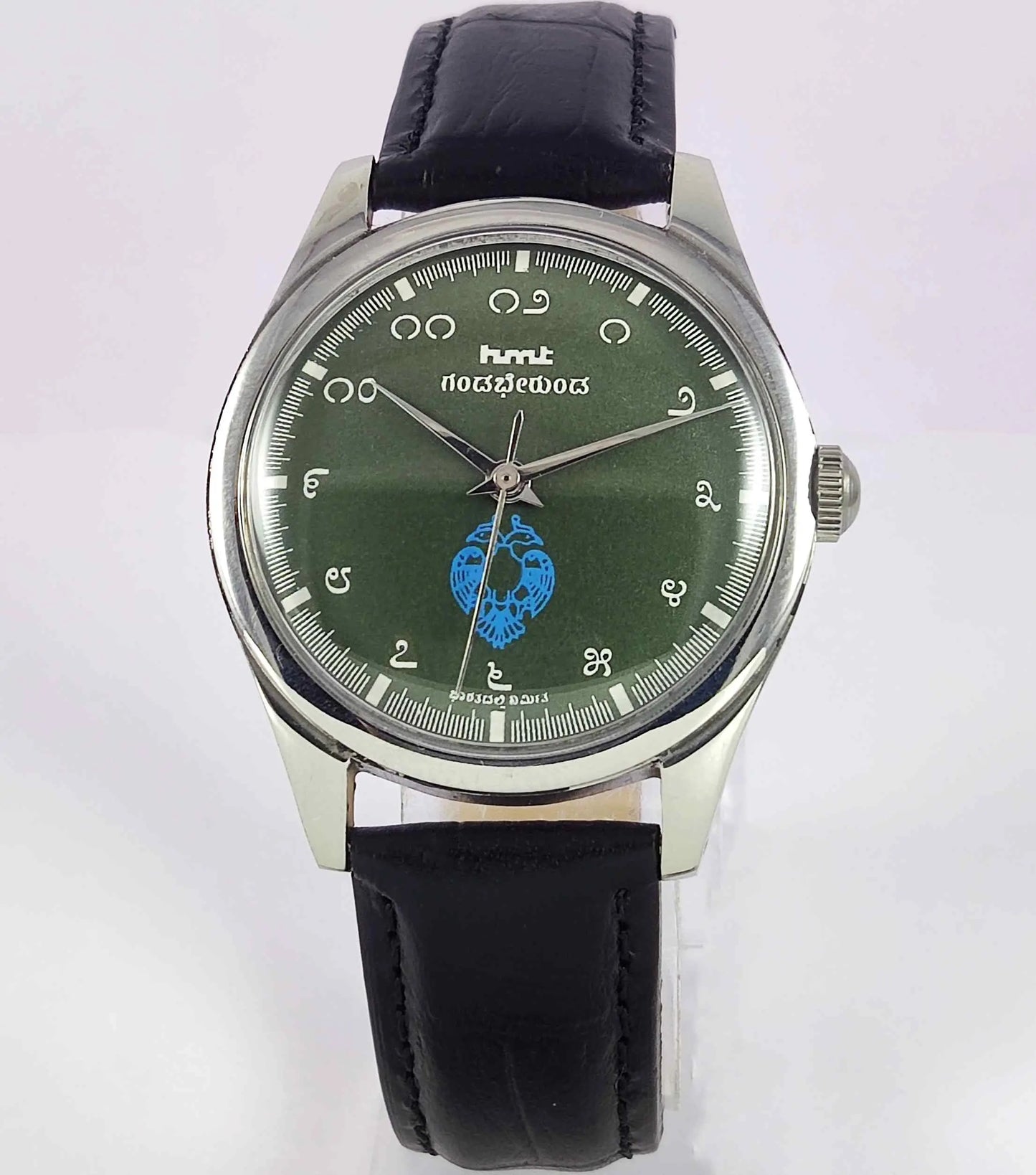 HMT Gandaberunda Kannada Numerals 17 Jewels Para Shock Green Dial Handwinding Men's Watch 0231 Discover-Diamonds