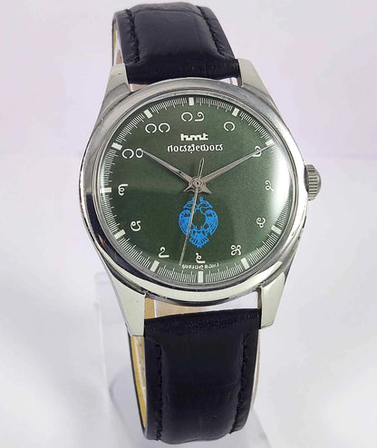 HMT Gandaberunda Kannada Numerals 17 Jewels Para Shock Green Dial Handwinding Men's Watch 0231 Discover-Diamonds