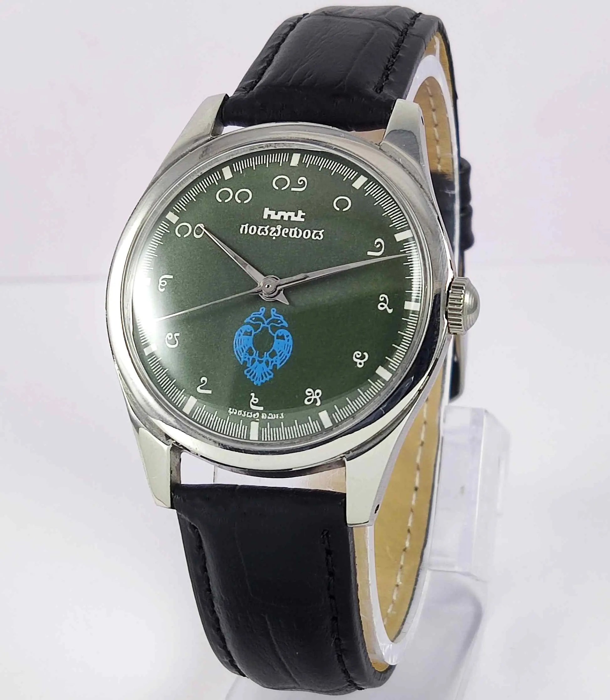 HMT Gandaberunda Kannada Numerals 17 Jewels Para Shock Green Dial Handwinding Men's Watch 0231 Discover-Diamonds