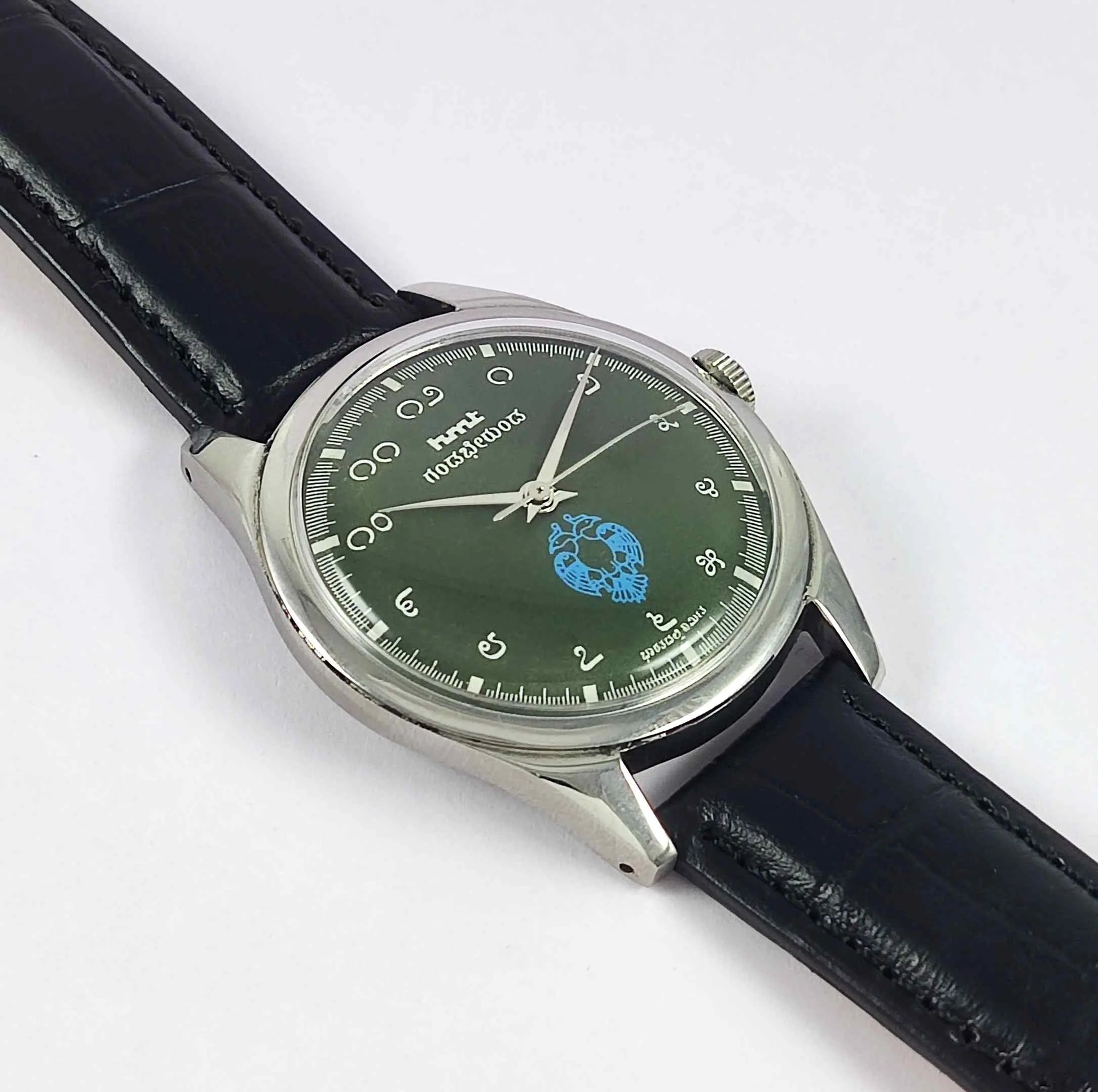 HMT Gandaberunda Kannada Numerals 17 Jewels Para Shock Green Dial Handwinding Men's Watch 0231 Discover-Diamonds
