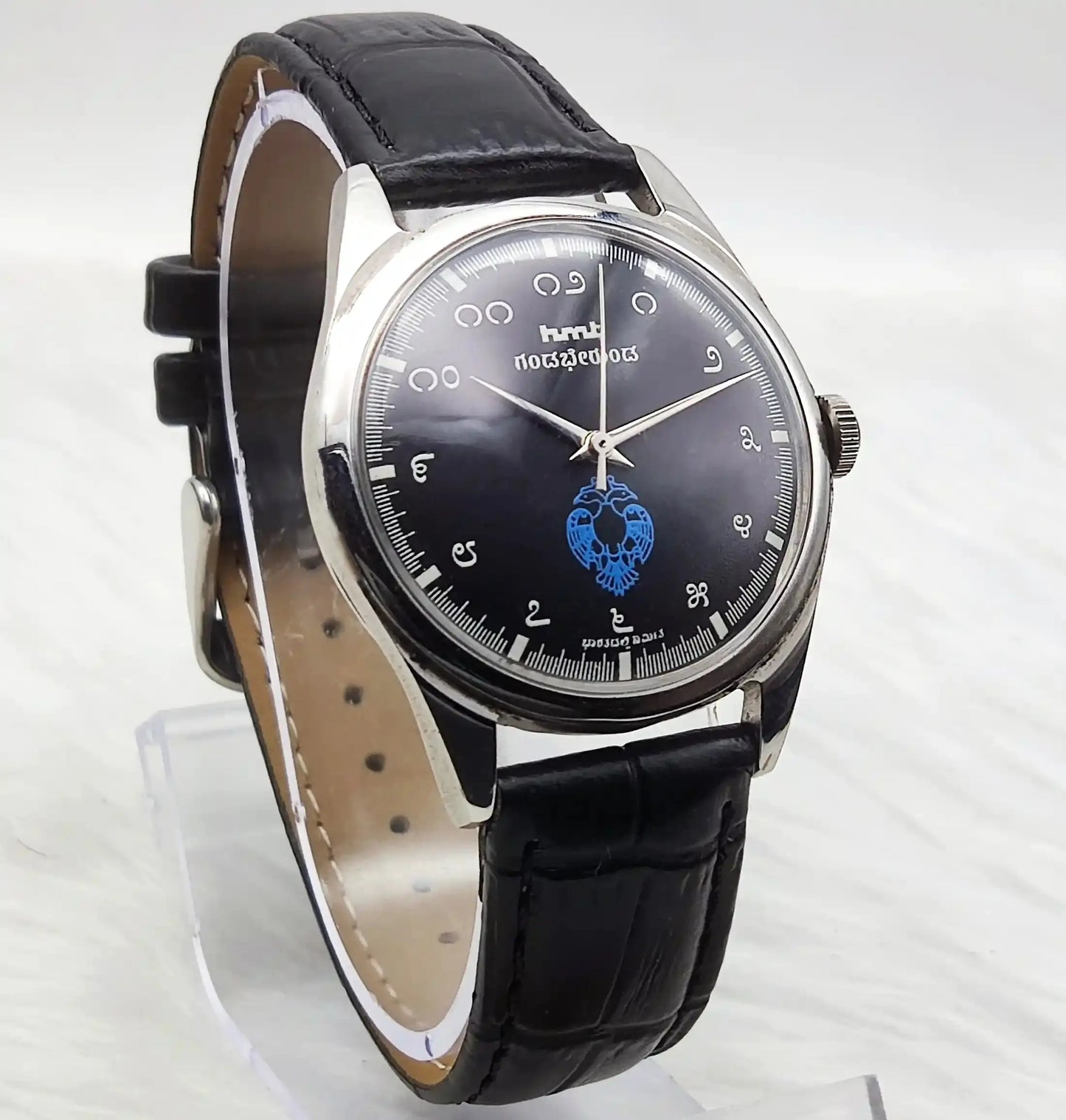 HMT Gandaberunda Kannada Numerals Black Dial 17 Jewels Handwinding Watch Discover-Diamonds Physical