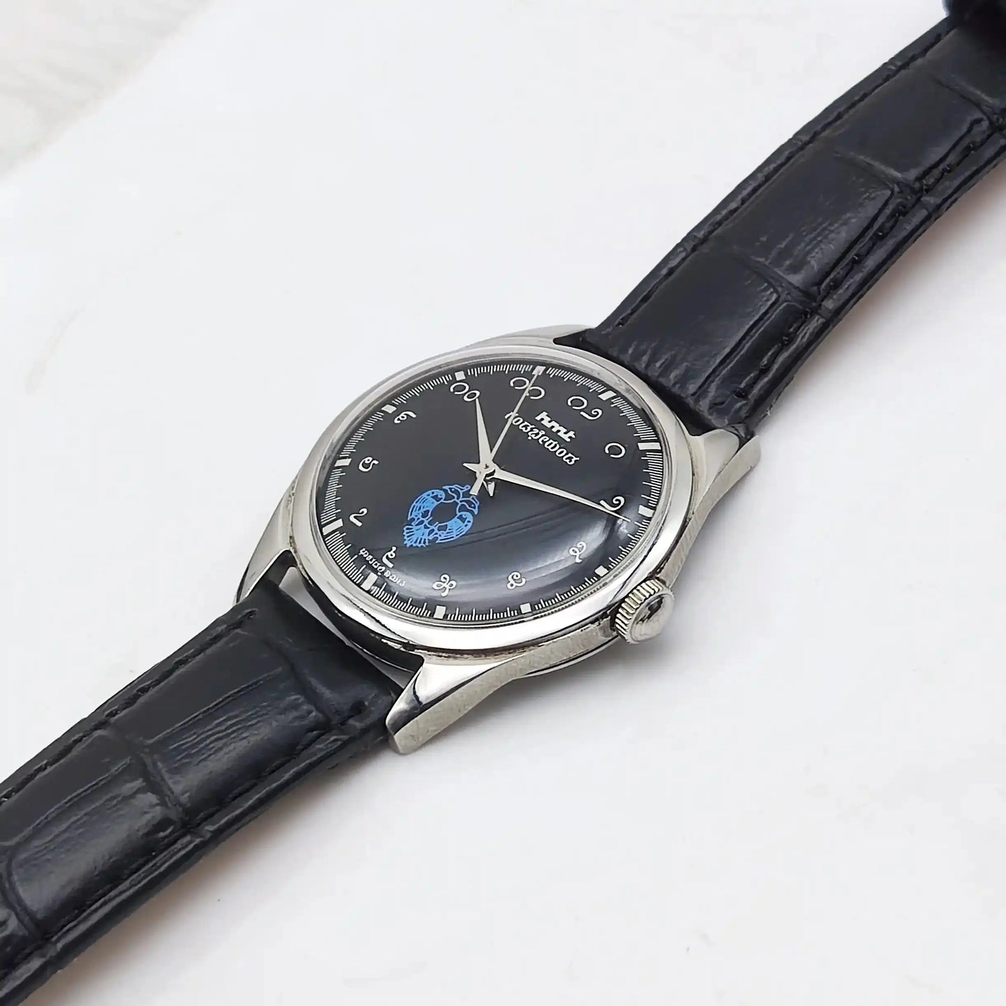 HMT Gandaberunda Kannada Numerals Black Dial 17 Jewels Handwinding Watch Discover-Diamonds Physical