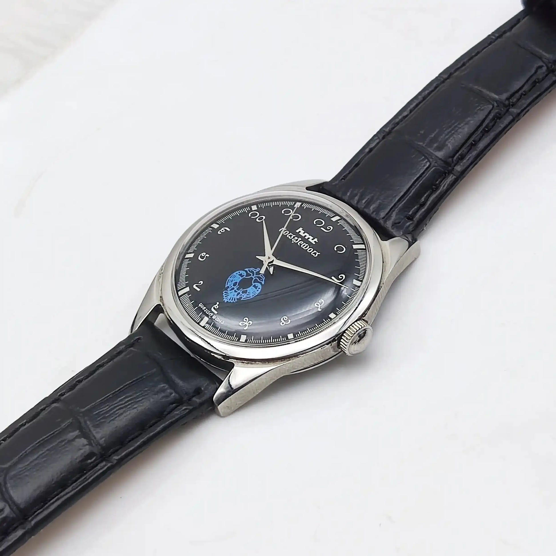 HMT Gandaberunda Kannada Numerals Black Dial 17 Jewels Handwinding Watch Discover-Diamonds Physical