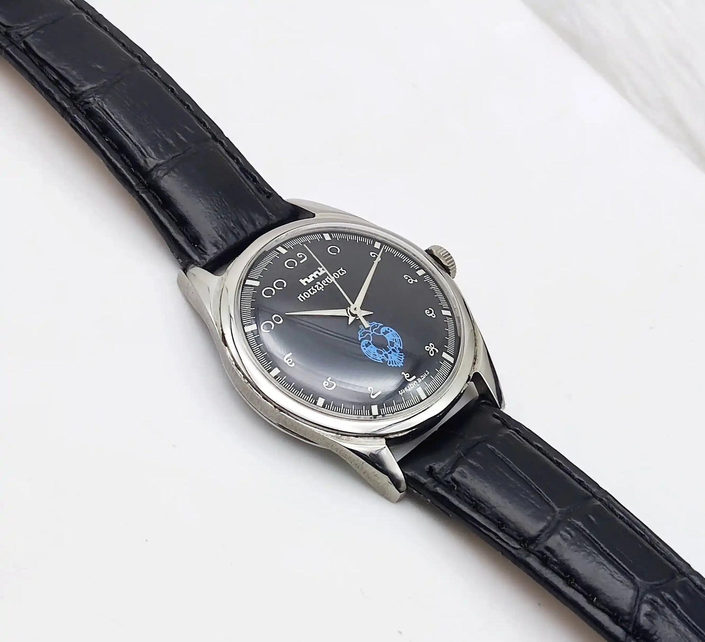 HMT Gandaberunda Kannada Numerals Black Dial 17 Jewels Handwinding Watch Discover-Diamonds Physical