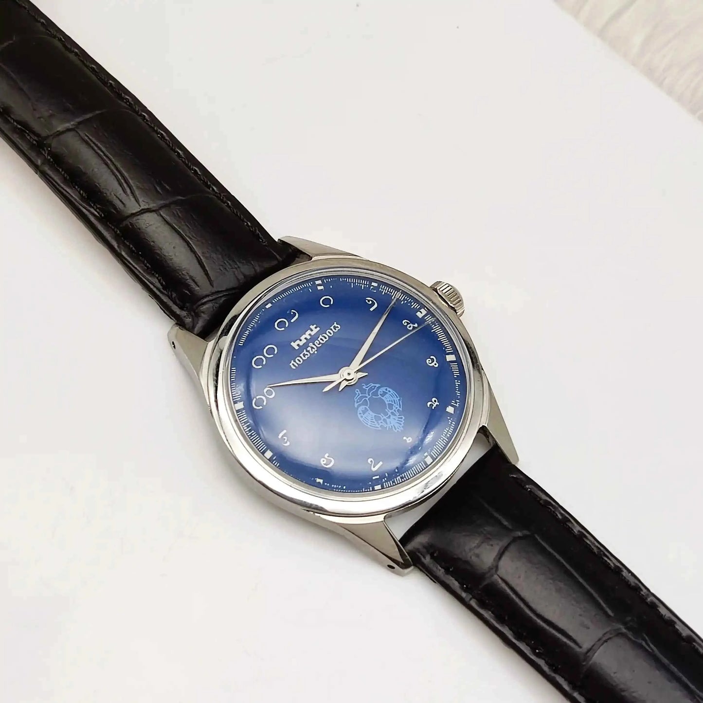 HMT Gandaberunda Kannada Numerals Blue Dial 17 Jewels Handwinding Men's Watch 0231