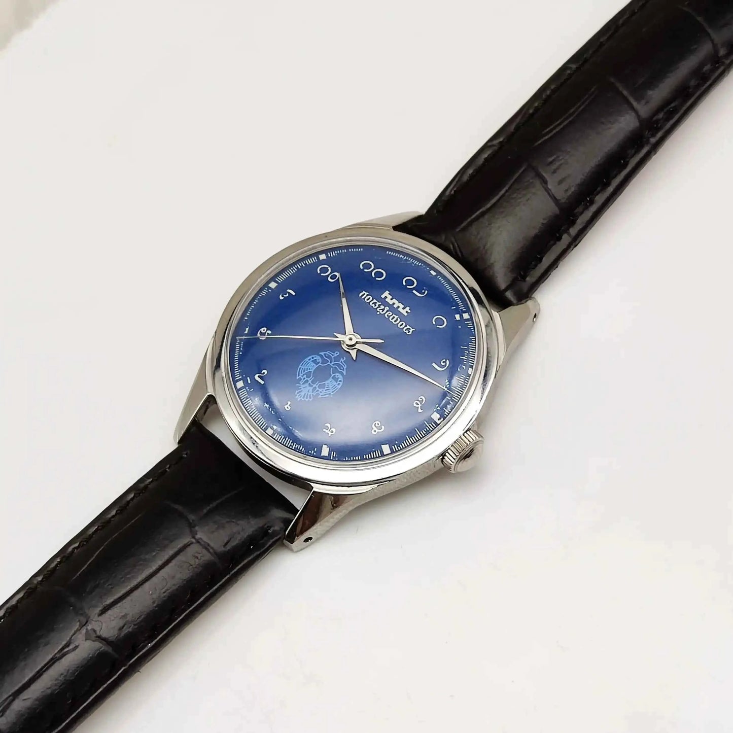 HMT Gandaberunda Kannada Numerals Blue Dial 17 Jewels Handwinding Men's Watch 0231