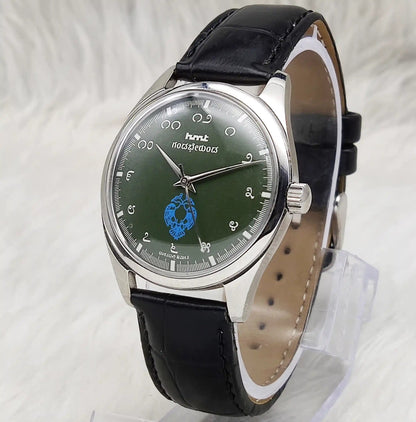 HMT Gandaberunda Kannada Numerals Green Dial 17 Jewels Handwinding Men's Watch 0231 Discover-Diamonds Physical