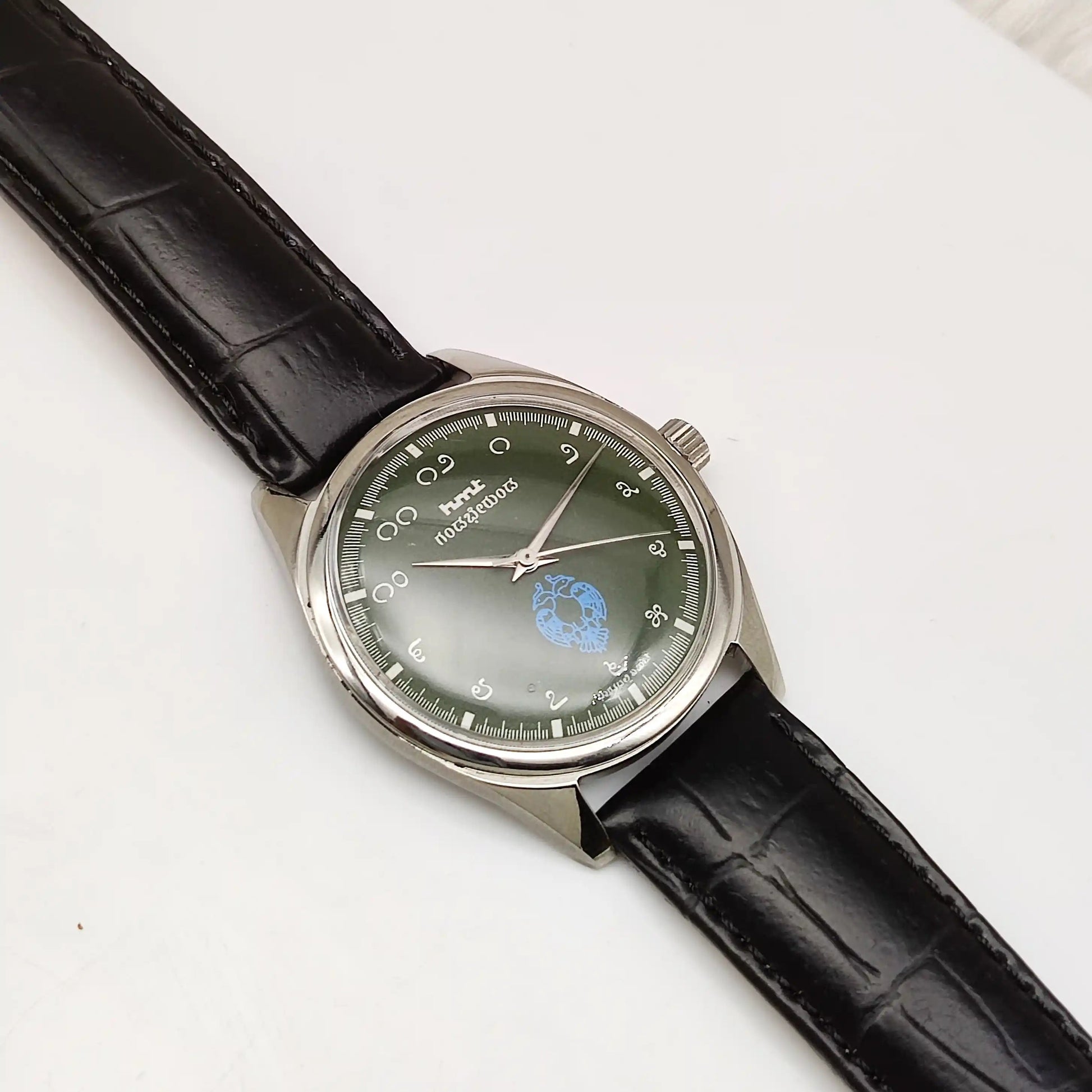 HMT Gandaberunda Kannada Numerals Green Dial 17 Jewels Handwinding Men's Watch 0231 Discover-Diamonds Physical