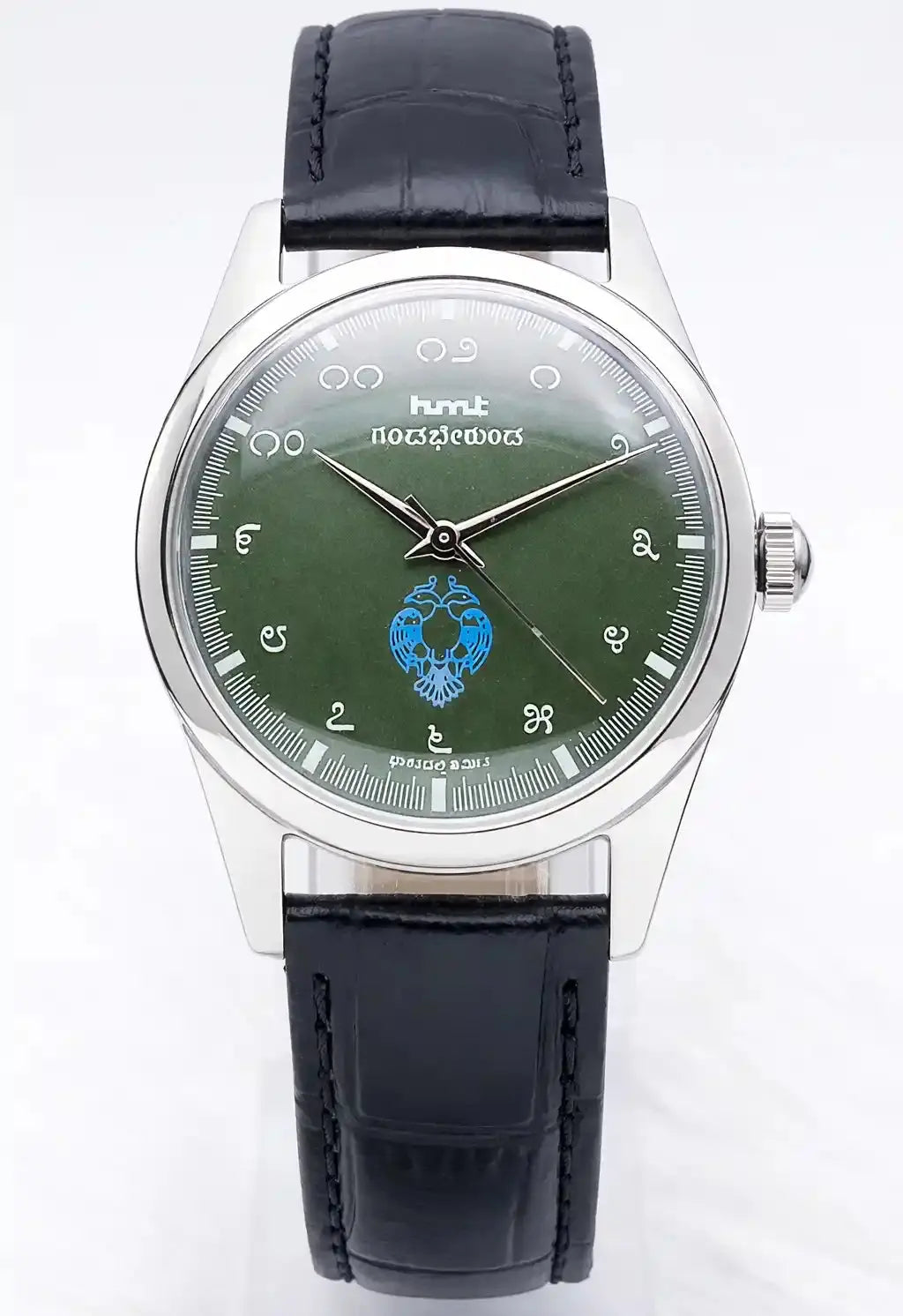 HMT Gandaberunda Kannada Numerals Green Dial 17 Jewels Handwinding Discover-Diamonds Physical