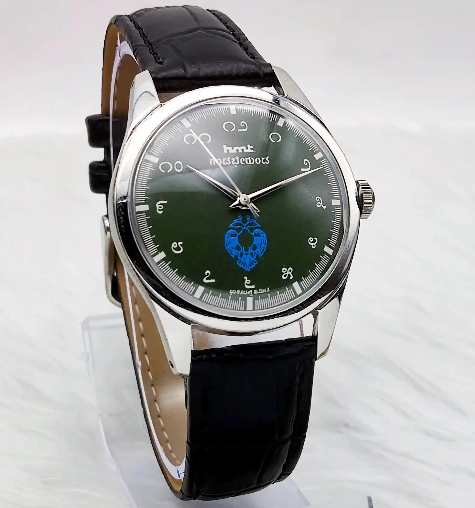 HMT Gandaberunda Kannada Numerals Green Dial 17 Jewels Handwinding Discover-Diamonds Physical