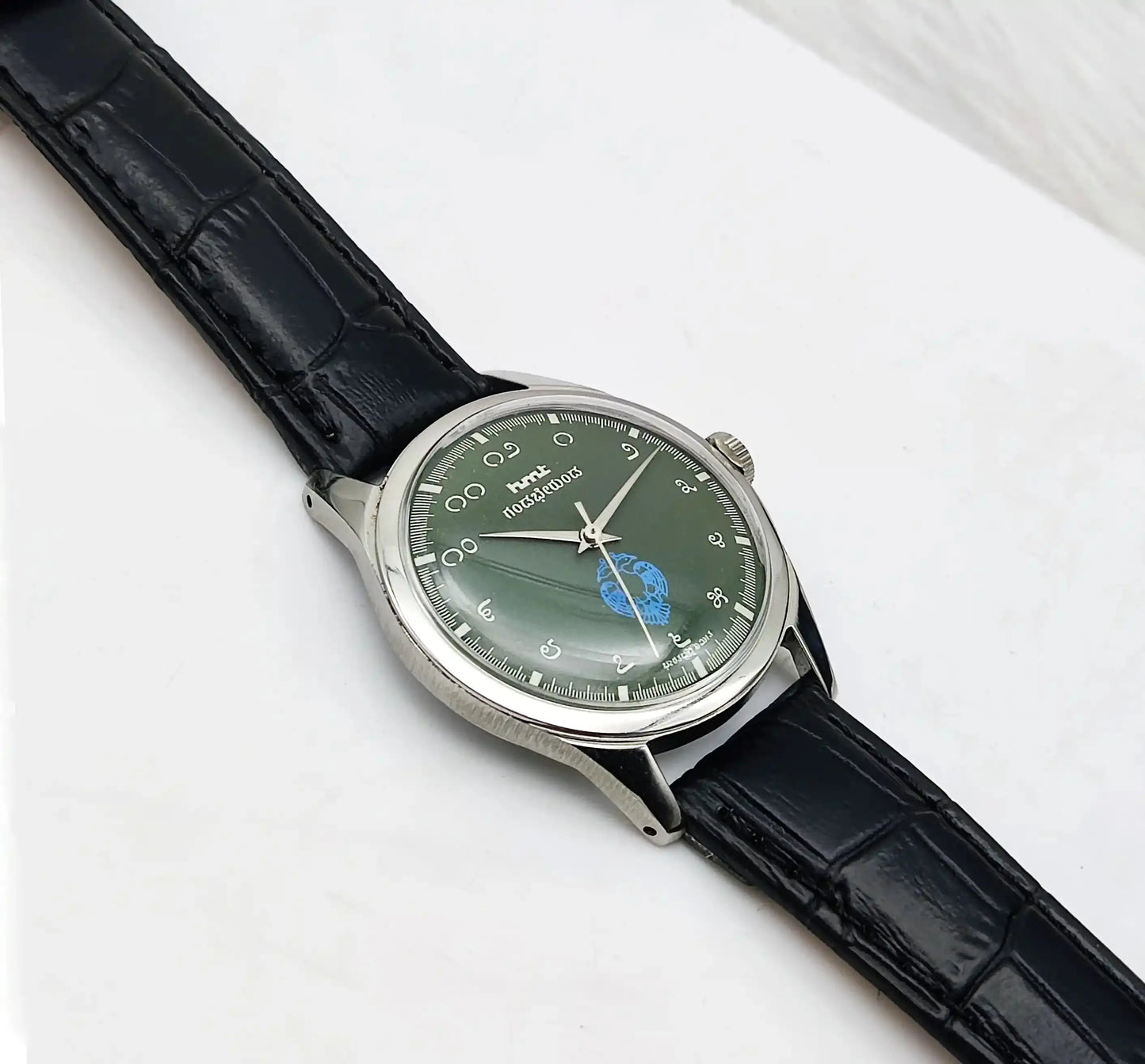 HMT Gandaberunda Kannada Numerals Green Dial 17 Jewels Handwinding Discover-Diamonds Physical