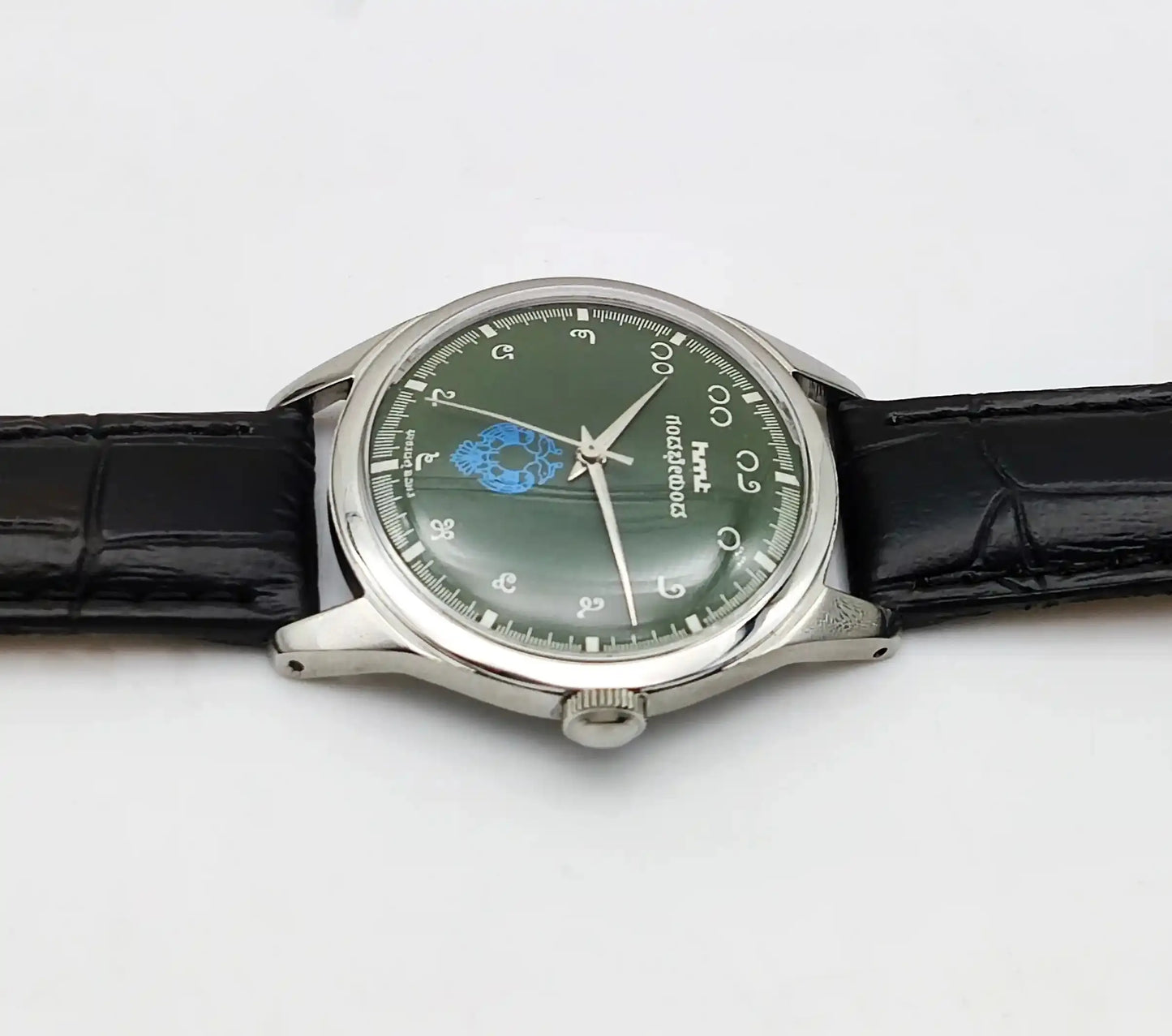 HMT Gandaberunda Kannada Numerals Green Dial 17 Jewels Handwinding Discover-Diamonds Physical