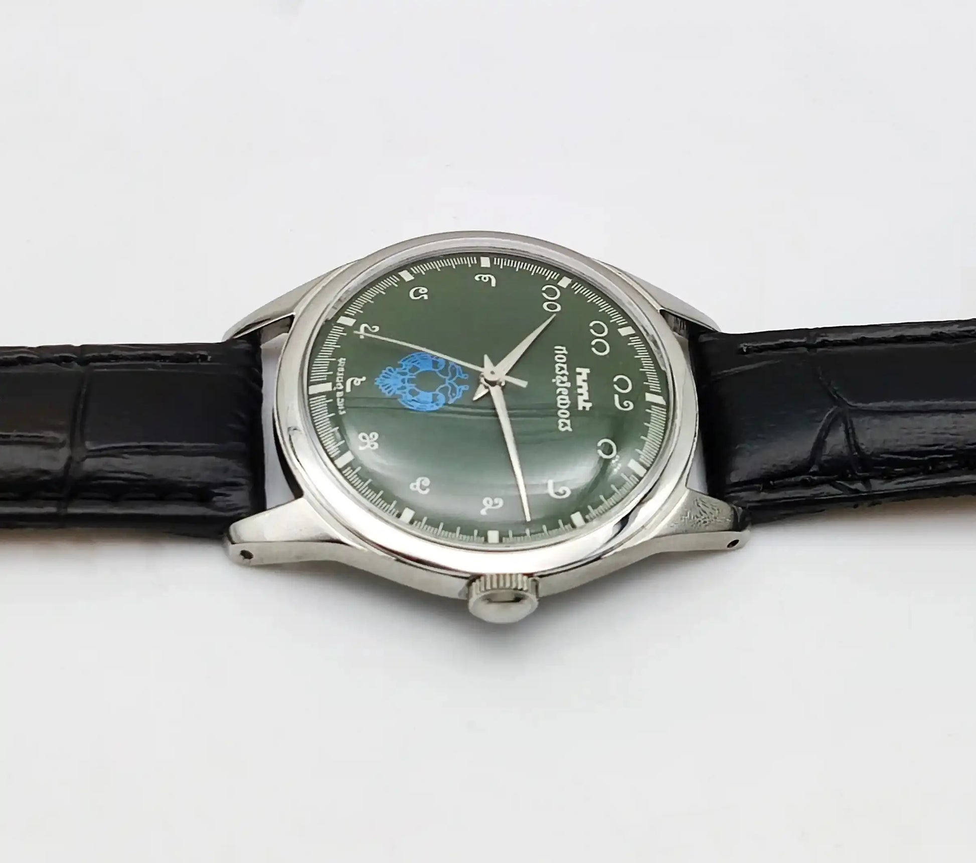 HMT Gandaberunda Kannada Numerals Green Dial 17 Jewels Handwinding Discover-Diamonds Physical