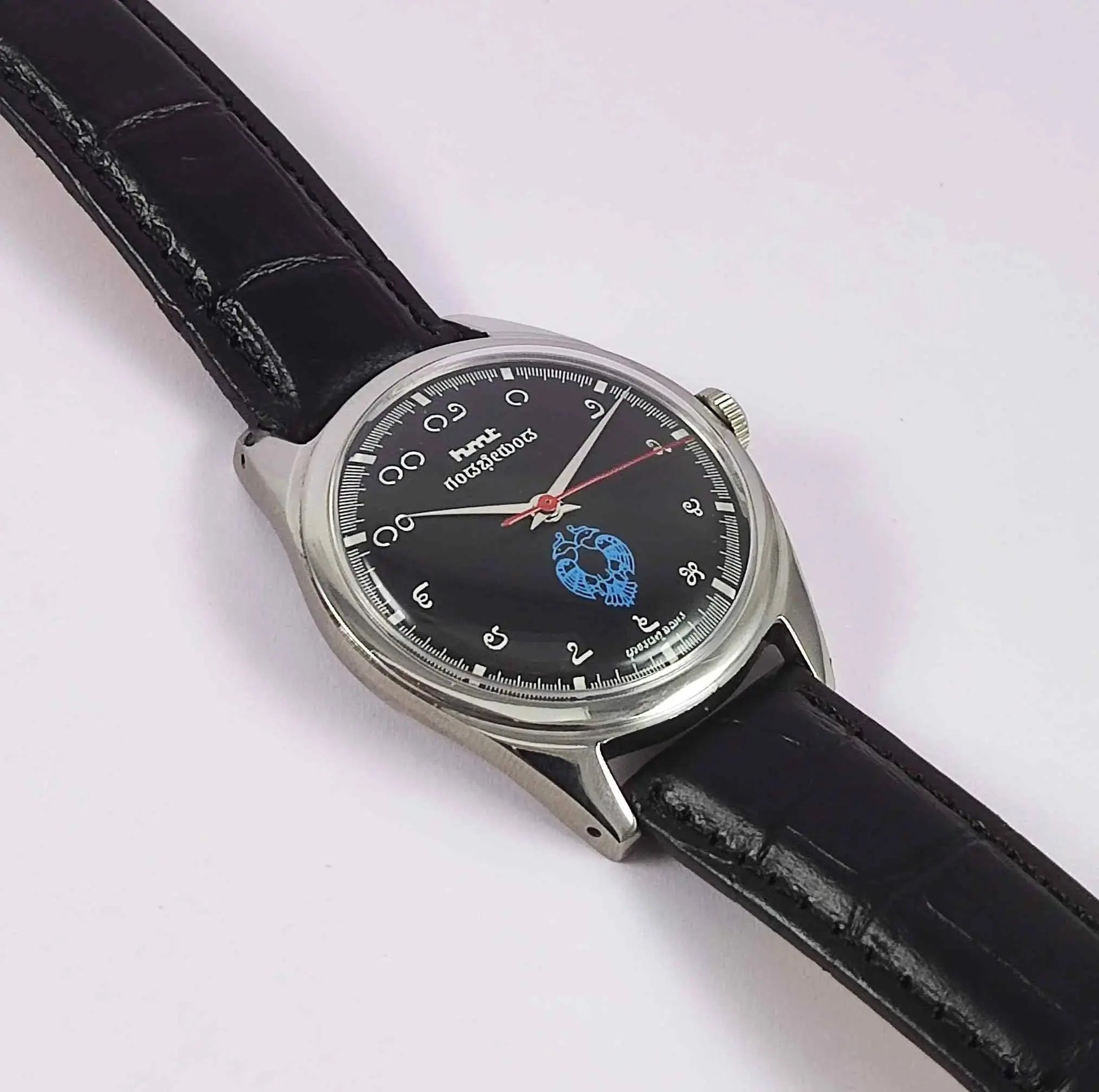 HMT Gandaberunda Kannada Numerals Black Dial 17 Jewels Handwinding Men's Watch 0231 Discover-Diamonds