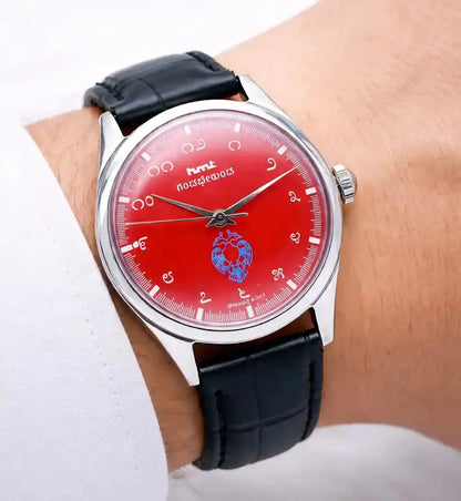 HMT Gandaberunda Kannada Numerals Red Dial Para Shock 17 Jewels 0231 Discover-Diamonds Physical