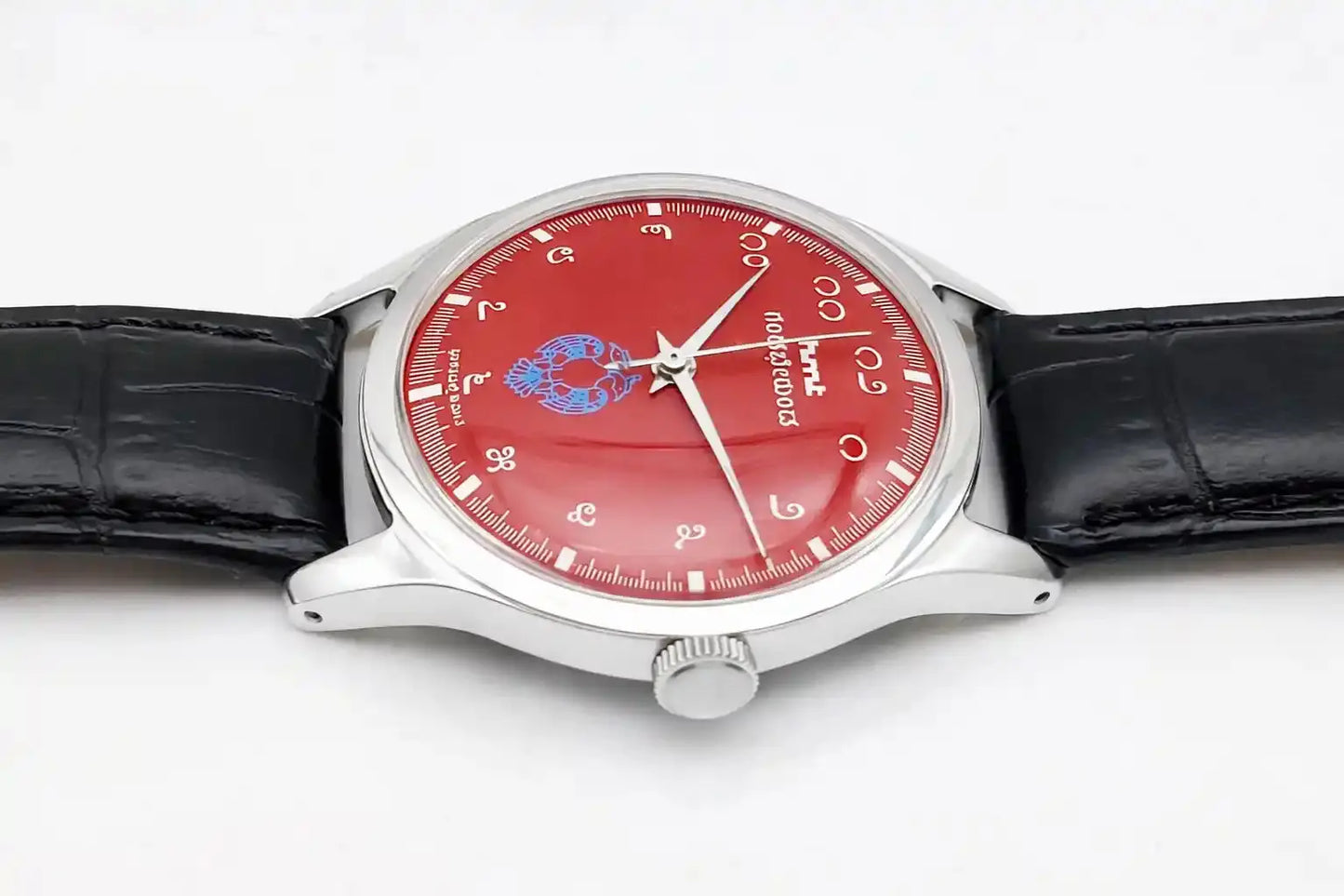 HMT Gandaberunda Kannada Numerals Red Dial Para Shock 17 Jewels 0231 Discover-Diamonds Physical