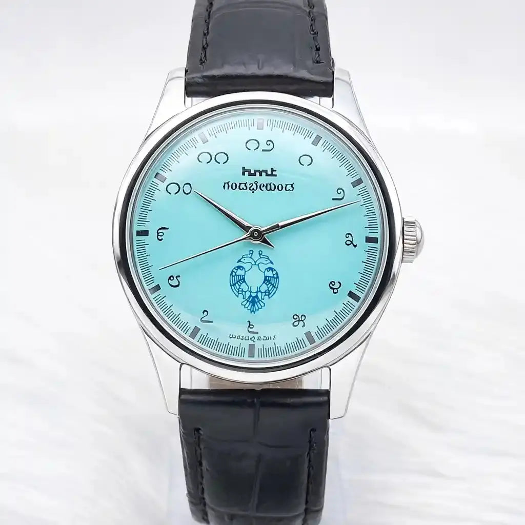 HMT Gandaberunda Kannada Numerals Turquoise Dial 17 Jewels Handwinding Watch Discover-Diamonds Physical