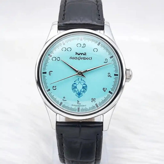 HMT Gandaberunda Kannada Numerals Turquoise Dial 17 Jewels Handwinding Watch Discover-Diamonds Physical