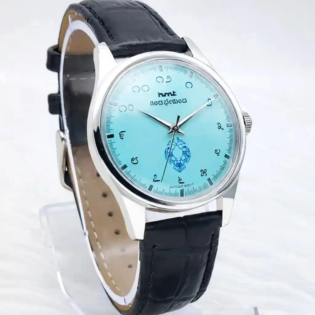 HMT Gandaberunda Kannada Numerals Turquoise Dial 17 Jewels Handwinding Watch Discover-Diamonds Physical