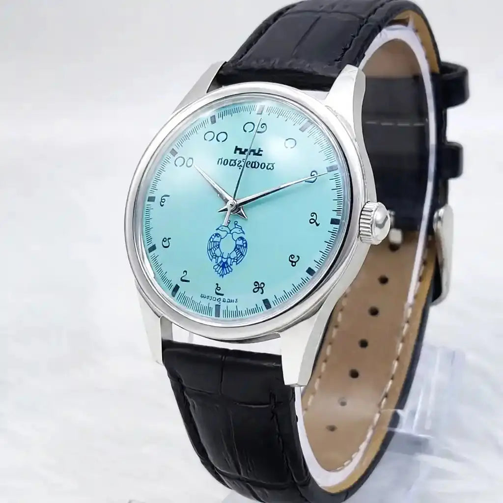 HMT Gandaberunda Kannada Numerals Turquoise Dial 17 Jewels Handwinding Watch Discover-Diamonds Physical