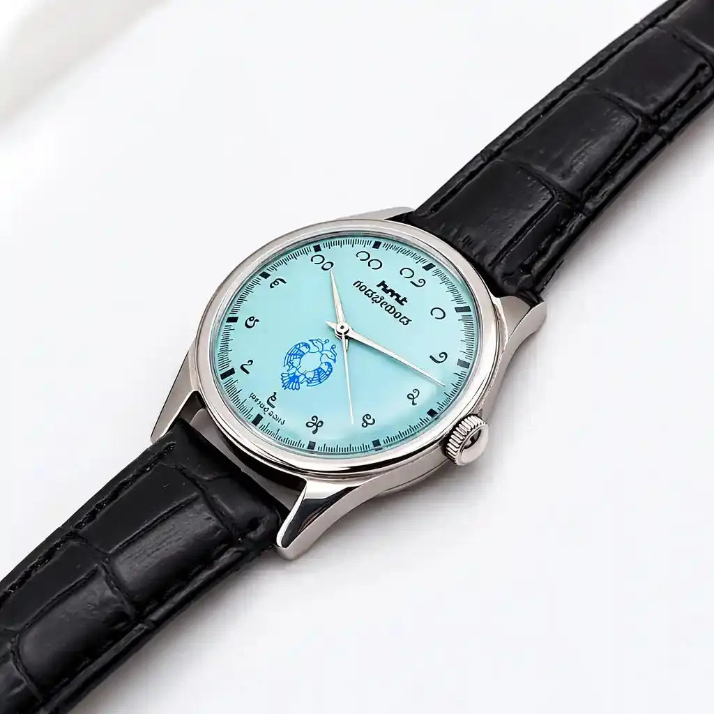HMT Gandaberunda Kannada Numerals Turquoise Dial 17 Jewels Handwinding Watch Discover-Diamonds Physical