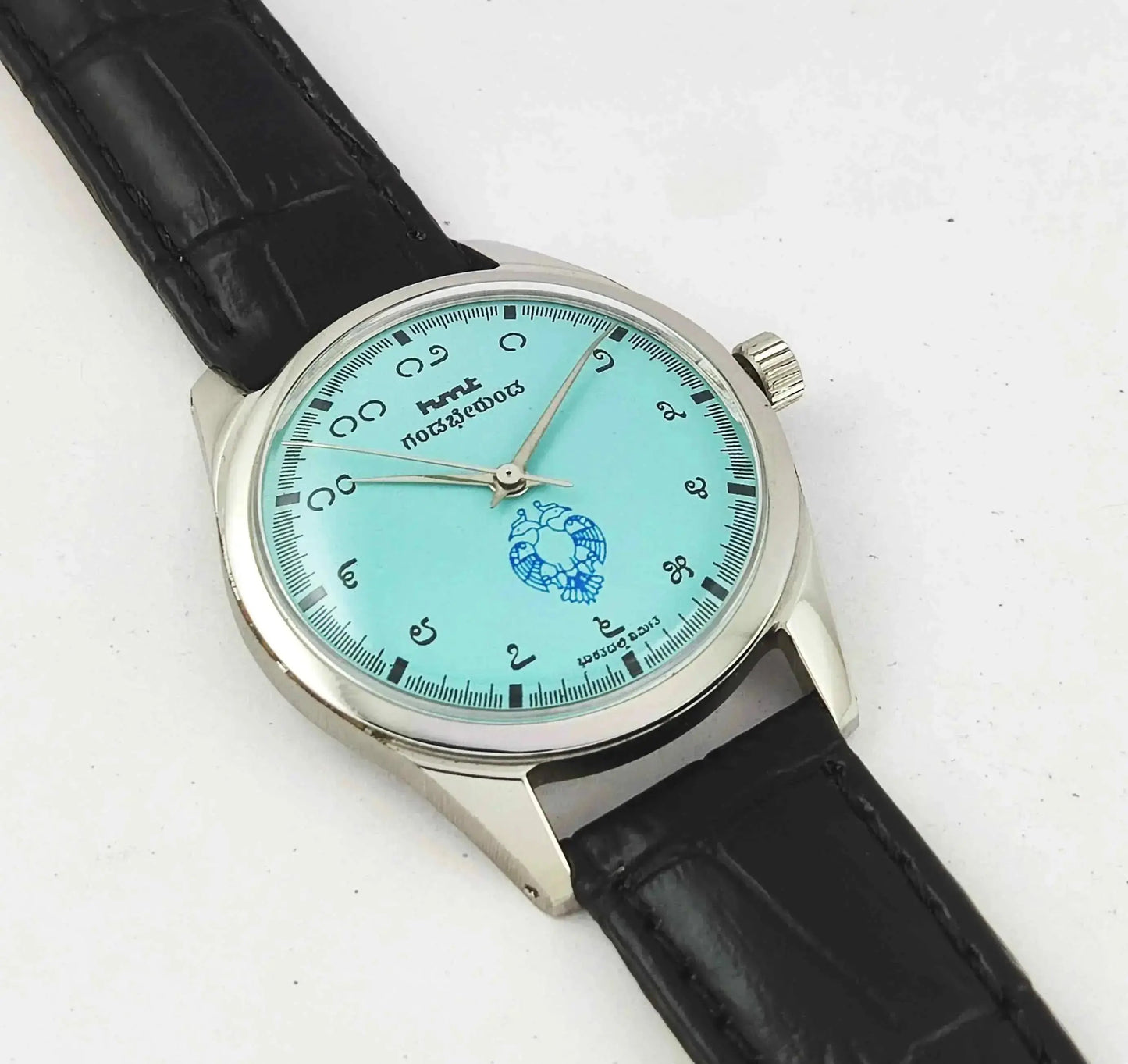 HMT Gandaberunda Kannada Numerals Turquoise Dial 17 Jewels Handwinding Men's Watch 0231 - Discover-Diamonds
