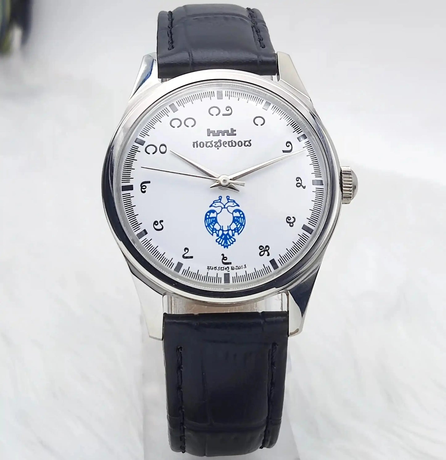 HMT Gandaberunda Kannada Numerals White Dial Para Shock 17 Jewels