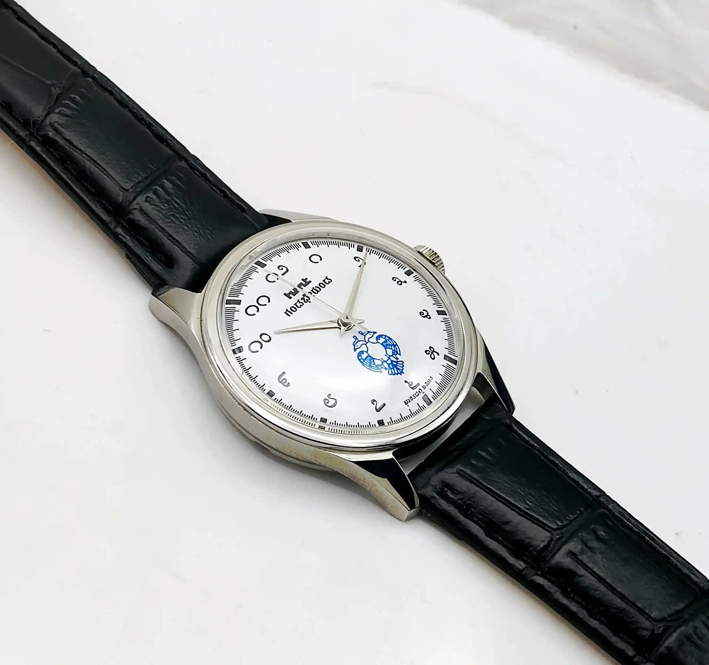 HMT Gandaberunda Kannada Numerals White Dial Para Shock 17 Jewels
