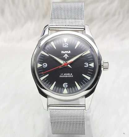HMT Glow In The Dark 17 Jewels Black Dial Transparent Back Handwinding 0231