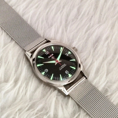 HMT Glow In The Dark 17 Jewels Black Dial Transparent Back Handwinding 0231
